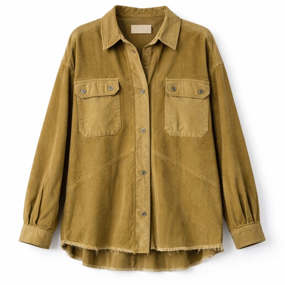 Thread & Supply Corduroy Shacket Gold L